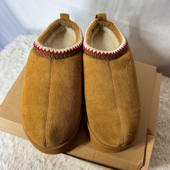 Fitory Shoes - Fitory Brown Suede Shearling Lined Clog Slippers Platform Wedge Women's Size 10